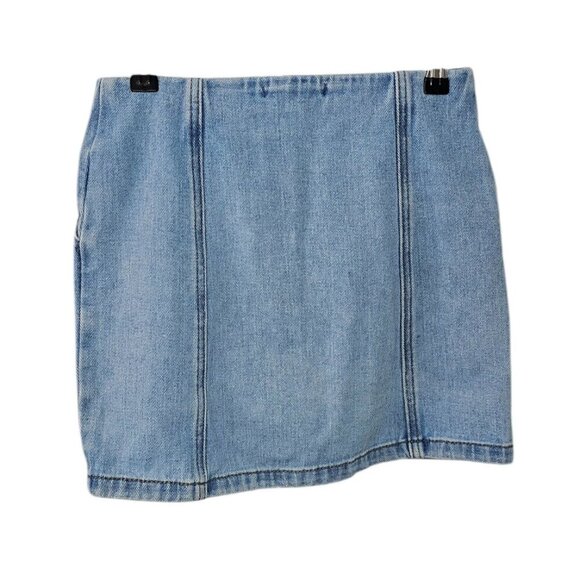 Forever 21 Womens Denim Button Front Mini Skirt, Blue, Size Small - Picture 2 of 7